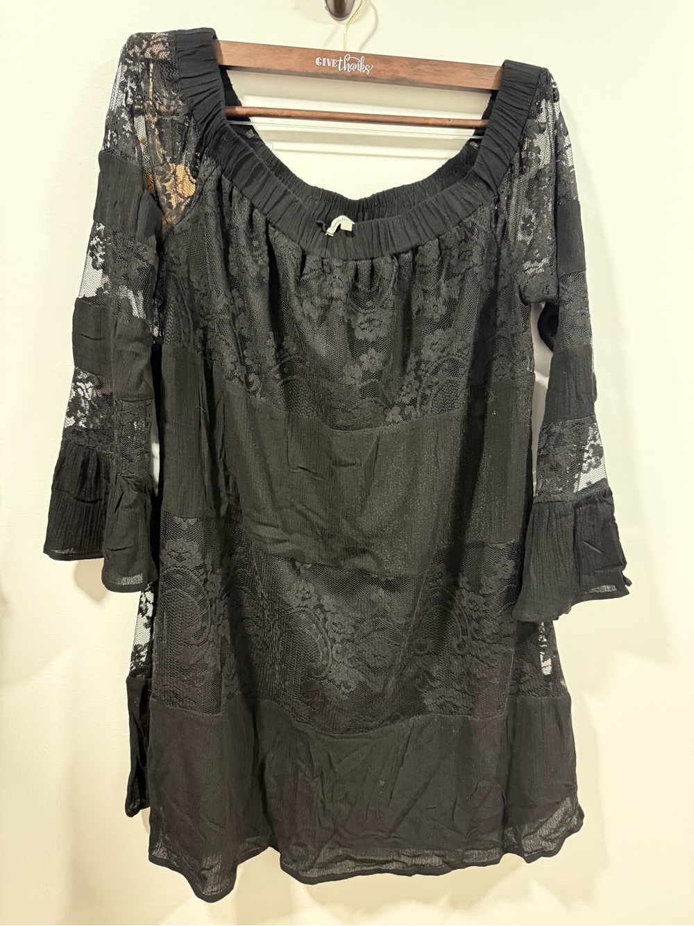 Charlotte Russe Black Lace Off Shoulder Dress - Women's Large